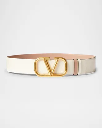 Valentino Garavani VLogo Signature Reversible Leather Belt, 40mm