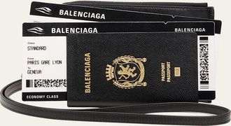 Balenciaga Mens Passport Zip Wallet with Strap