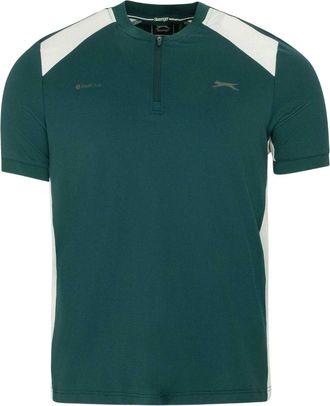 Slazenger Heren Logo Geweven Zip Hals Golf T-Shirt (Groen/Wit)