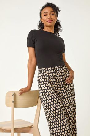 Roman Geo Print Wide Leg Stretch Trouser