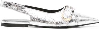 Givenchy Voyou slingback ballerina shoes - women - Calf Leather/Calf Leather/Calf Leather - 35 - Silver
