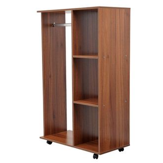 HOMCOM Open Wardrobe W/ Clothes Hanging Rail-Walnut - Home Living | TJ Hughes Walnut