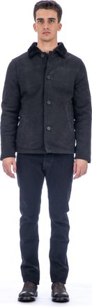 Giorgio Brato Short Black Lamb Leather Coat with Visible Button Closure