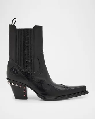 Christian Louboutin Men & apos;s Becca Uomo Leather Spike-Heel Western Boots