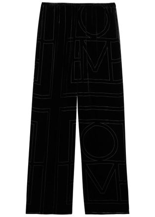 Toteme Monogram Devore Velvet Pyjama Trousers - Black - 38 (UK10 / S)