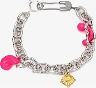 Yoj Coral Charm Bracelet in Silver and Pink in Silver And Pink Enamel at Nordstrom
