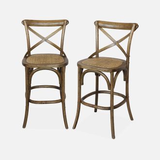 Sweeek Taburete De Bar Bistr&oacute; Vintage De Madera, Set De 2