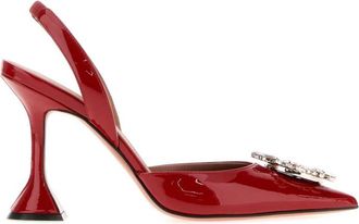 Amina Muaddi Red Embellished Pumps