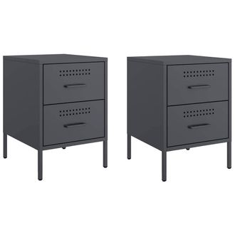 Berkfield Home Bedside Cabinets 2 pcs Anthracite 36x39x50.5 cm Steel in Charcoal