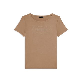 Freddy T-shirt donna con logo strass e glitter