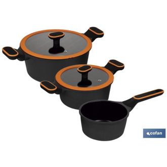 cofan Bateria Cocina 3 Piezas Full Induction Aluminio Fundido Olivier