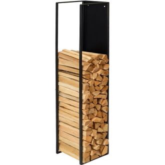 Relaxdays Relaxdays Scaffale per legna, montaggio a parete, H 140x25x25 cm, verniciato a polvere, ferro, nero