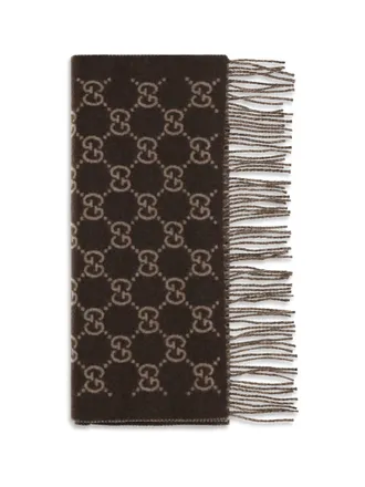 Gucci Mens Scarf Gg Cashmere Brown-Beige (capra Hircus) Brown/beige Scarfs