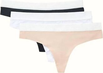 New Balance Womens 3-Pack Performance Thong In Black/nude/white