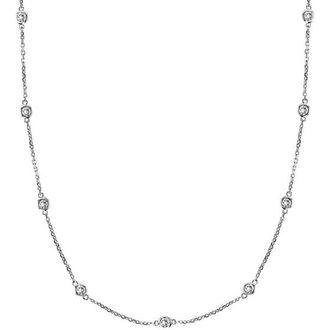 Allurez Natural Diamond Station Necklace Bezel-Set 14k in White Gold at Nordstrom, Size 18