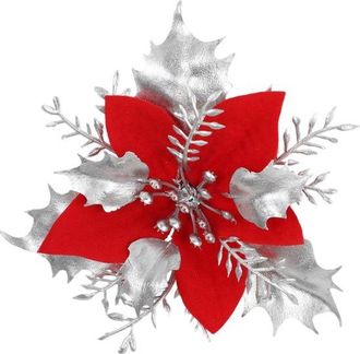 OEM 24 Flores Artificiales Navide&ntilde;as - Navidad - Decoraciones Navide&ntilde;as Brillantes - Adecuadas Para Coronas De &Aacute;rbol De Navidad - Estilo C