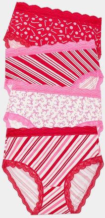 Stripe and Stare High Rise Knicker Four Pack in Candy Cane Wishes at Nordstrom, Size X-Small Uk