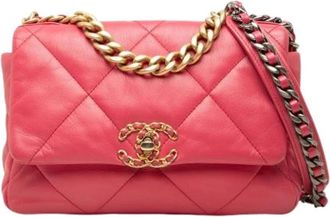 Chanel Pre-owned 19 Flap Bag - Dames - Vintage Schoudertas - Roze - ONE Size - Leer - Vintage