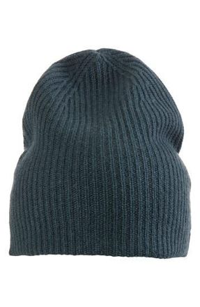 Amicale Cashmere Cashmere Double Layer Rib Knit Beanie in Spruce at Nordstrom Rack