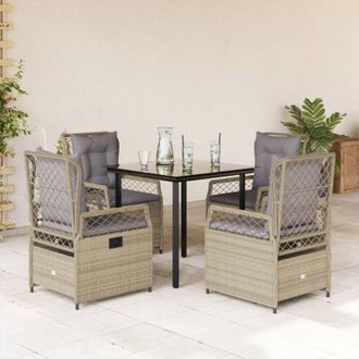 vidaXL Set Comedor De Jard&iacute;n 5 Pzas Con Cojines Rat&aacute;n Sint&eacute;tico Beige Vidaxl