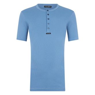 Dolce & Gabbana T-Shirts, male, Blue, Size: 2XL Serafino T-shirt