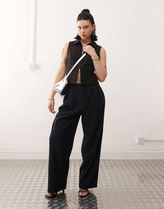 Motel nala slouchy wide leg low rise pants in navy