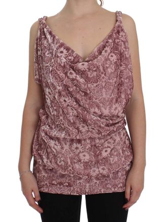 Exte Womens Velvet Cowl Neck Blouse Sleeveless - Rose Gold