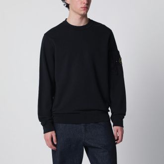 Stone Island Blue crewneck sweatshirt with sleeve pocket