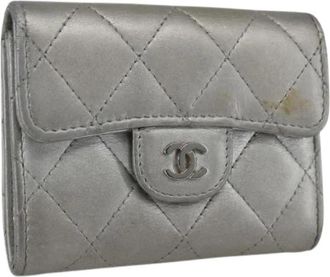 Chanel Pre-owned Wallets, female, Gray, Size: ONE SIZE Pre-owned Vintage Leather Wallet
