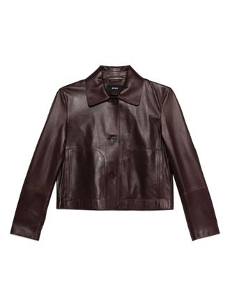 Arma Emy leren jack met knoopsluiting - Bruin