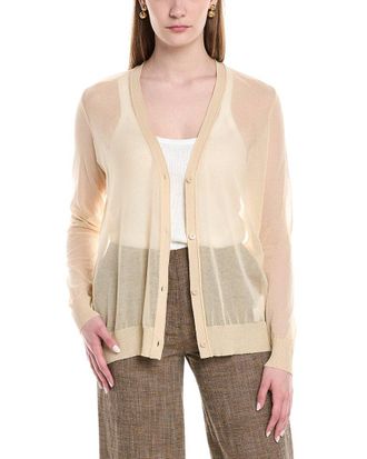 Lafayette 148 New York V-Neck Button Front Wool-Blend Cardigan