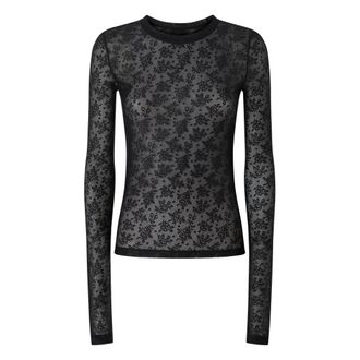Pinko Transparante Flock Top - Dames - Longsleeves - Zwart - XL - Tule - Tops