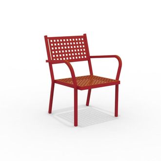 MondoViro Sill&oacute;n de jard&iacute;n bajo de metal rojo 65x63 cm 77h