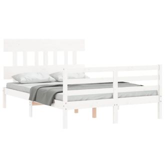 Berkfield Home Bed Frame with Headboard White 140x200 cm Solid Wood