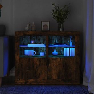 vidaXL Armadietti con Luci led 2pz Rovere Fumo in Legno Multistrato - Vidaxl