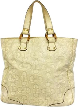 Gucci Pre-owned Tote Bags, female, Beige, Size: ONE SIZE Pre-owned Leather Tote Bag