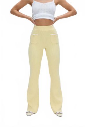 Frankies Bikinis Camden Knit Pants In Vanilla Sugar