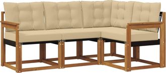 vidaXL Conjunto De Sof&aacute;s De Exterior 4 Uds. Natural Y Beige Vidaxl