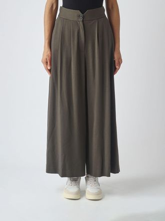 Meimeij Pantaloni a gamba larga in misto viscosa a vita alta con pince
