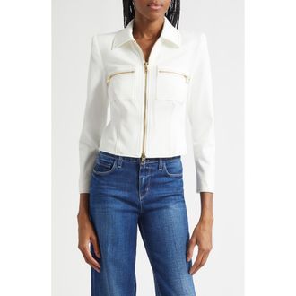 L'agence Calianna Zip Front Jacket in White at Nordstrom Rack, Size 00