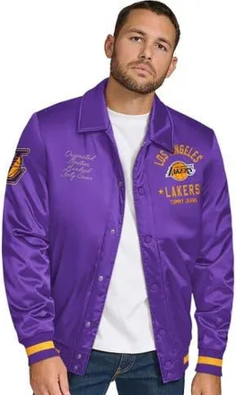 Tommy Jeans Mens Tommy Jeans Purple Los Angeles Lakers Jacob Chain Stitch Applique Full-Snap Varsity Jacket at Nordstrom, Size Xx-Large