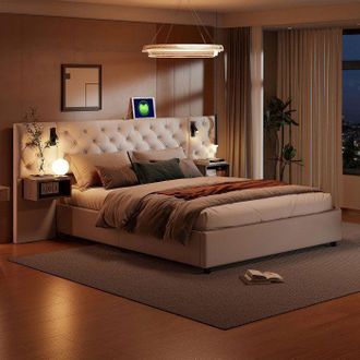 OEM Cama Con Almacenamiento 160x200 Cm - 240705sm - Terciopelo - Cofre Hidr&aacute;ulico - Led Y Usb