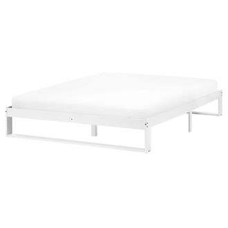 Beliani Cama Con Somier Estilo Minimalista De Madera De Pino 160 X 200 Cm Sin Cabecero Blanco Talairan