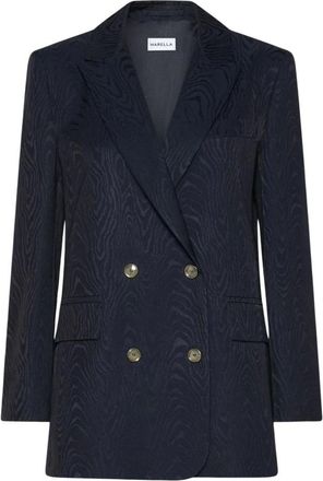 Marella Dubbele rij knopen blazer - Dames - Jassen - Blauw - Maat: S Katoen