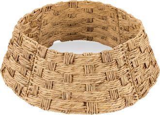 Best Choice Products 42in Basket Woven Hyacinth Christmas Tree Collar, Tree Skirt Accessory w/ Cord Cut-Out