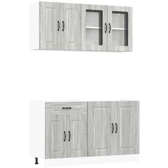 vidaXL Vidaxl - Mueble Cocina Kalmar Sonoma Gris 4 Pzas Madera Contrachapada