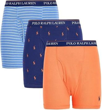 Polo Ralph Lauren Classic Fit Boxer Briefs Mens Underwear Harbor Island Blue/White Stripe/Fall Royal Aopp W/May Orange Aop : 2XL, Cotton