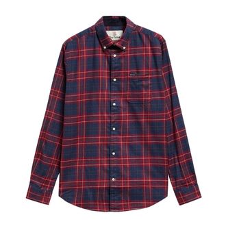 Barbour Broxburn Tailored Overhemd met Lange Mouwen - Heren - Overhemden - Rood - Maat: S Katoen