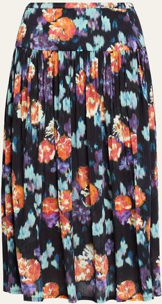Ulla Johnson Blanche Pleated Floral Midi Skirt