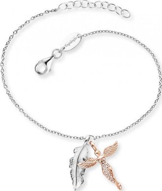 Engelsrufer Womens ERB-FEDER-ANGEL-BIR Ladies Feather and Angel Bracelet - Rose Gold - One Size